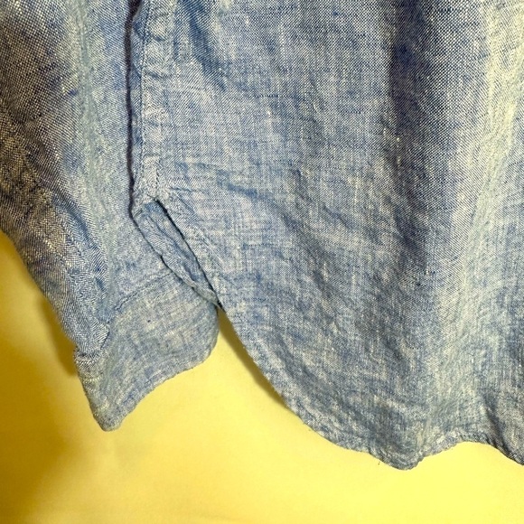 LL Bean Womens Linen Shirt Blue Chambray Blouse Top Buttons Long Sleeve Beach XS - Picture 10 of 14
